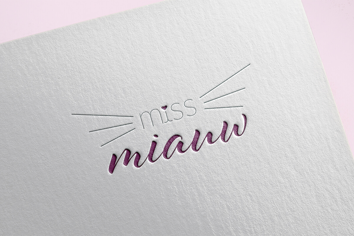 Ontwerp van een logo voor kattentrimsalon Miss Miauw